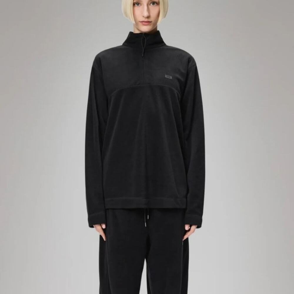 Rains Addis Fleece Half Zip in Black Unisex Size large
